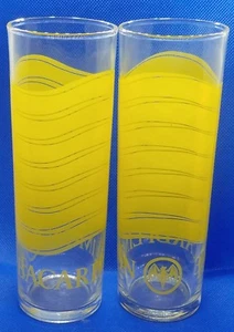 2 BACARDI LIMON Advertising Glasses - Yellow Wave - Tall Rum Cocktail High Ball  - Picture 1 of 3
