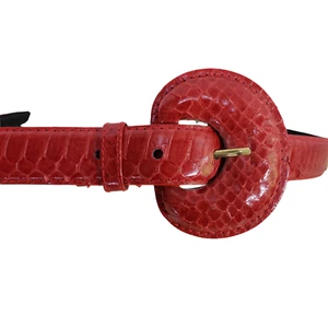Milor Vintage Gürtel Medium Large rot Schlangenleder passt 27" - 30,5" Taille 15/16" breit - Bild 1 von 7