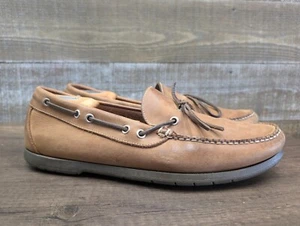 LL Bean Signature Brown Leather Boat Loafers Slip On Moccasins Mens Shoes 11 D - Picture 1 of 10
