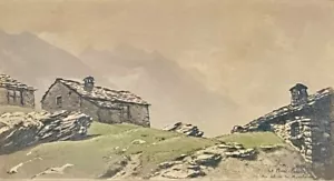Original signiert JOANNY DREVET Farbe Aquatinta - Le Mont Cenis französische Alpen Berg - Bild 1 von 10