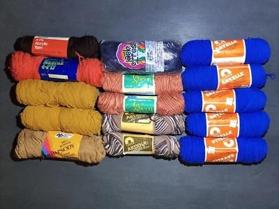Lot of 15 | Vintage Skeins Of Craft Yarn | Assorted Colors, Material & Brands - Image 1 of 4