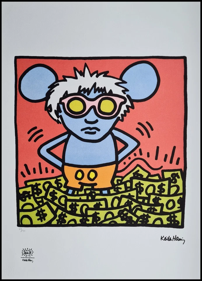 KEITH HARING * Andy Mouse * 70 x 50 cm * signed lithograph * limited # 29/150 - Bild 1 von 4