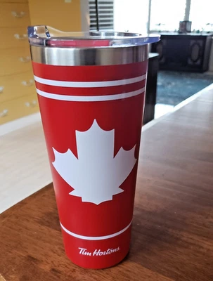 TIM HORTONS 24 oz. TAZA DE VIAJE DE ACERO INOXIDABLE *NUEVA* Foto 1 de 4