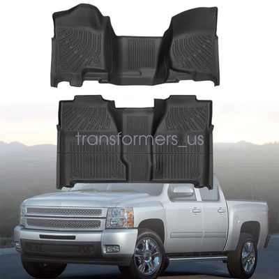 TPE Floor Mats Liners for 2007-2013 Silverado/Sierra 1500/2500/3500 HD Crew Cab - Image 1 of 4