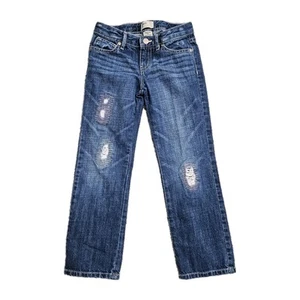 Gap Kids Straight Fit Jeans Girls 6 (21x20) Blue Distressed Embroidered  VGUC  - Picture 1 of 9