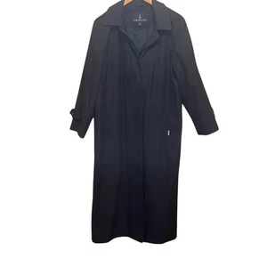 London Fog Classic Black Hooded Trench Coat. 8P - Picture 1 of 4