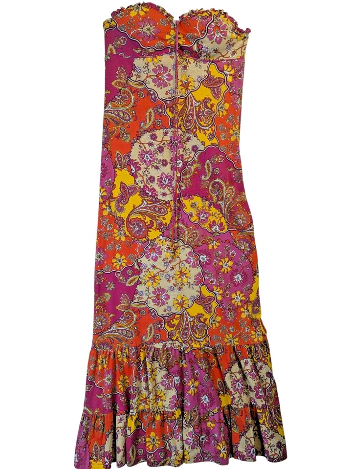 Maxi Vestido Energie Mujeres L Boho Cachemira Floral Sin Tirantes Halter Playa Festival Foto 1 de 4