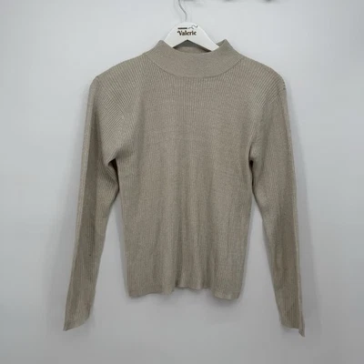 Suéter Joseph A Petite Plateado Metálico Seda Top Acanalado Talla Pequeña Pequeño Foto 1 de 4