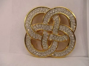 Swarovski S.A.L. Pave Crystal Celtic Knot Brooch Pin - Picture 1 of 10