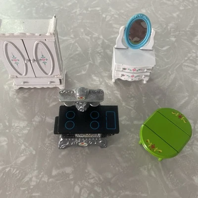 1980 Mattel Die Cast DOLLHOUSE Furniture ~ Stove Drop-leaf Table Wardrobe Bureau - Image 1 of 4