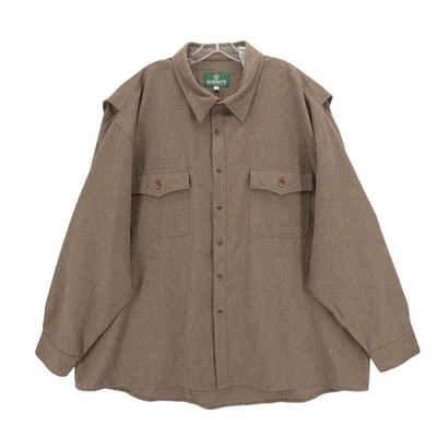 SCHNEES MONTANA Shirt Leather Trim Olive Brown EUC Size 3XL - Image 1 of 4