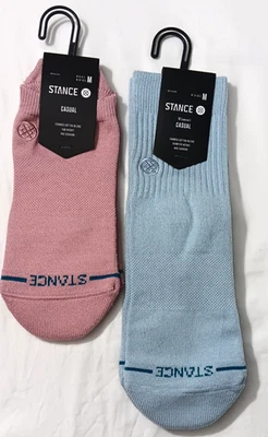 Lote de 2 Calcetines Informales Stance Rosa Azul Peinado Mezcla Algodón Talla M NUEVO Foto 1 de 4