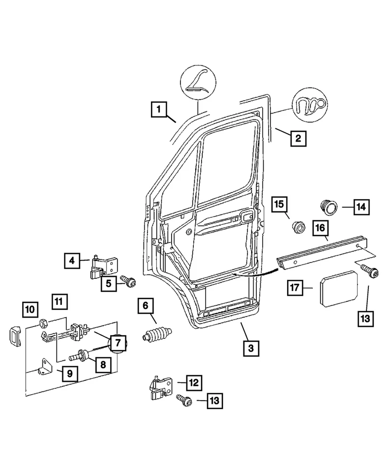 Подлинная правая передняя дверь Mopar 5123674AB - Изображение 1 из 1