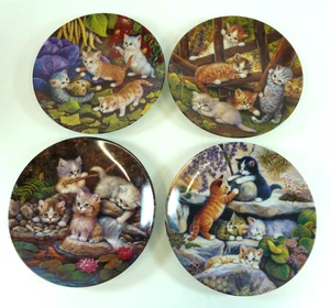 4 x Bradex 'Kittens on a Journey of Discovery' 8" Porcelain Plates Ltd. Ed. #G1 - Picture 1 of 10
