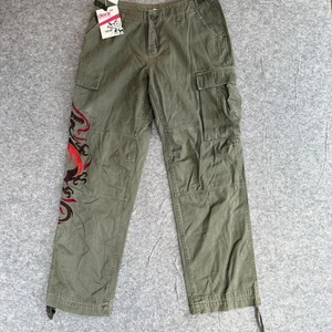 Dear by Amanda Bynes Cargo Pants Womens 8 Olive Green Dragon Graphic Y2K Utility - Picture 1 of 8