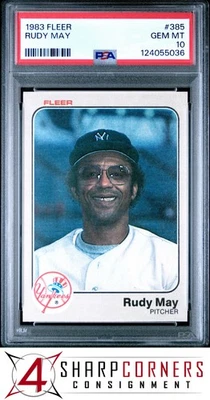 1983 FLEER #385 RUDY MAY YANKEES  PSA 10 - Image 1 of 3