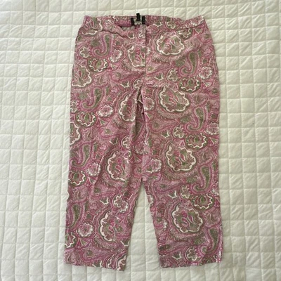 Pantalones TALBOTS Mujer 14W Rosa Paisley Heritage Recortados Preppy Clásicos Informales Foto 1 de 4