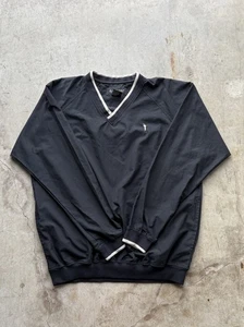 Pullover bordado cuello en V medio negro cortavientos de golf Austin estilo años 90 de colección - Imagen 1 de 7