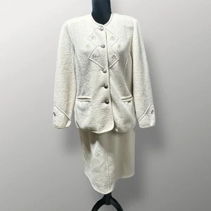 Geiger Collections Austria Set Tuta Gonna 100% Lana Blazer e Gonna Ricamata - Foto 1 di 14
