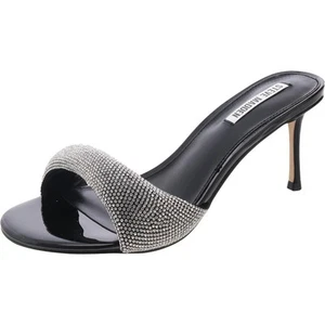 Steve Madden Womens Kieran Black Rhinestone Slide 6 Medium (B,M) BHFO 4360 - Picture 1 of 2