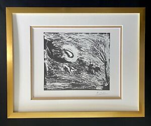 PABLO PICASSO 1969 SIGNED SUPERB PRINT MATTED AND FRAMED
