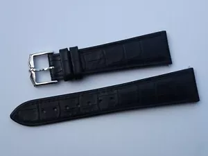 GENUINE ROTARY BLACK LEATHER WATCH STRAP SIZE 21MM - Picture 1 of 3