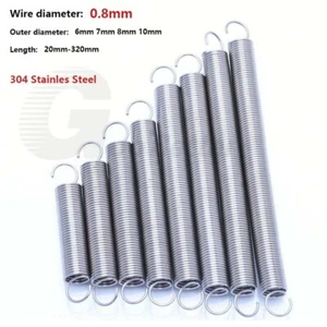 Wire Dia 0.8mm Expansion Spring Tension Springs Hook End Stainles Steel 20-320mm - Picture 1 of 8