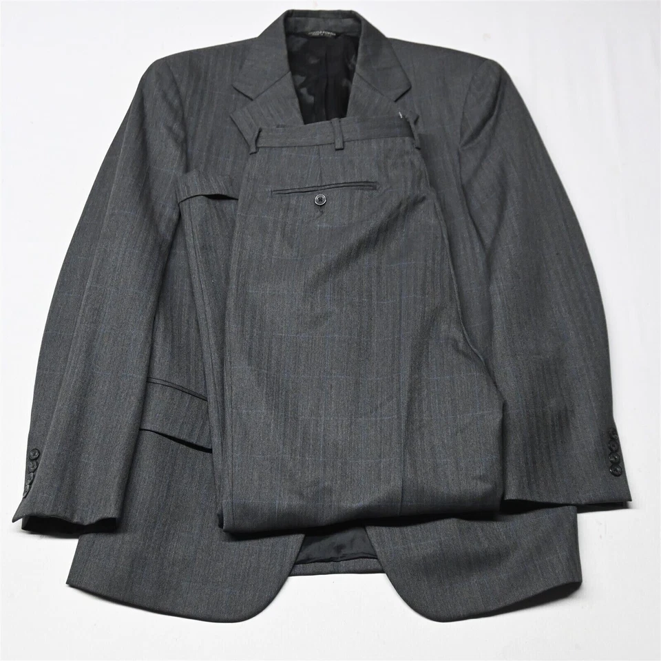 Harold Powell 41R 42R 32 x 20 серый Herringbone Италии мужской спортивная куртка брюки костюм - Изображение 1 из 4