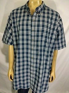 Camisa informal de algodón HB para hombre 4XL SS azul blanco a cuadros al aire libre campamento verano - Imagen 1 de 6