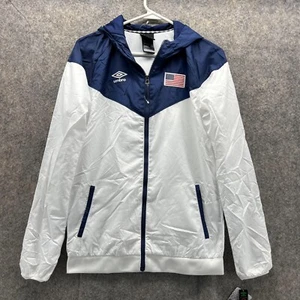 Umbro Bomber Jacket Youth Extra Large Windbreaker Blue White Full Zip USA Patch - Picture 1 of 13