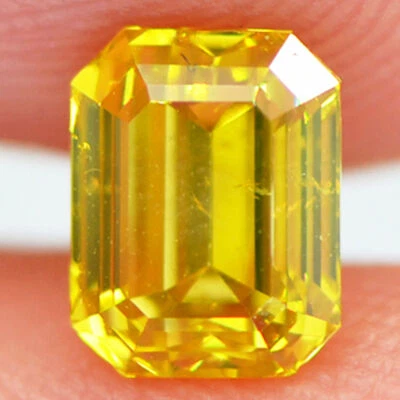Loose Emerald Shape Diamond Fancy Yellow Color 1.03 Carat VS2 Certified Enhanced - Image 1 of 4