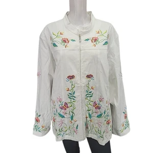 Quacker Factory Womens Trendy Embroidered Dressy Zip Front Jacket 3X Plus Size - Picture 1 of 11