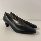 Gabor Black Leather Court Shoes Low Heel Formal Square Toe Size 3.5 36.5