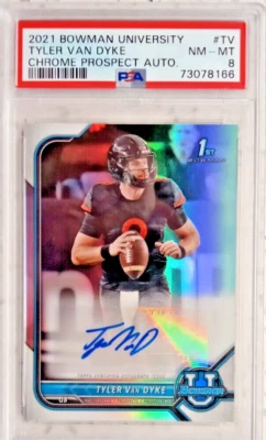 Tyler Van Dyke 2021-22 Bowman University 1st AUTO RC PSA 8 - Image 1 of 2