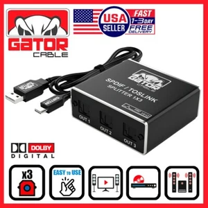 Toslink Optical Fiber Digital Audio Splitter Adapter SPDIF 3-Port 1x3 1-In 3-Out - Picture 1 of 17