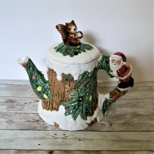 Weihnachten Weihnachtsmann Teekanne mit Eichhörnchen auf Deckel Alte Welt Basare - Bild 1 von 11