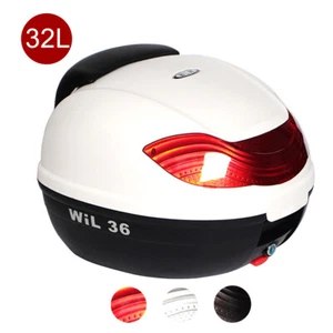 Durable 32L Motorcycle Tail Rear Box Topbox Reflector Sponge Backrest 2 Keys - Picture 1 of 11