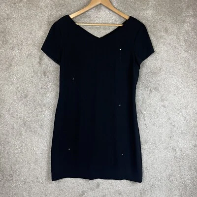 David Warren Dress Womens 12 Black Short Sleeve Back Zip Lined Shift NEW- 2107* - Image 1 of 4