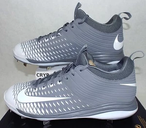 New Mens 14 Nike Air Mike Trout 2 Pro Metal Baseball Cleats Grey Whit 807133-010 - Picture 1 of 3