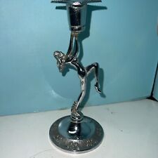 Art Deco Chrome Candlestick with Dancing Nude Woman