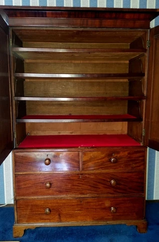 Rosewood Linen Press cabinet. European laundry armoire CAN SHIP Cover