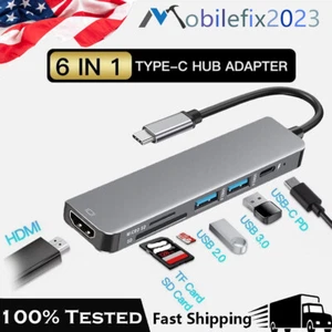 6 in 1 USB C Type-C HUB Docking Station Multi USB 2.0 3.0 4K HDMI MacBook iPhone - Picture 1 of 14