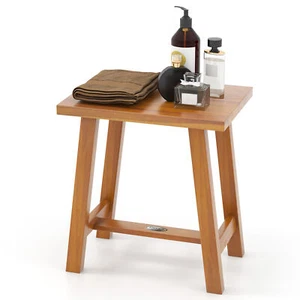 Teak Shower Bench  Bathroom Shower Stool for Shaving Legs & Spa Bath Natural - Picture 1 of 10