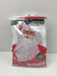 Santa Wig And Beard Set MISSING EYEBROWS TAPE White Christmas Costume Disguise - Picture 1 of 2