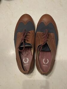 Rare Fred Perry Saddle Shoes Loafer Flat Lace Up Laurel Wreath Wingtip Portugal