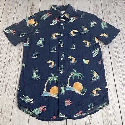 Camisa American Eagle Para Hombres XS Estampado de Cócteles de Palmera Manga Corta Hawaiana Foto 1 de 4
