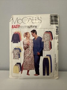 🌷 McCALL'S #P493 / #2477-ADULT ALL SEASON PAJAMAS - NIGHTSHIRT PATTERN S-LG FF - Picture 1 of 2