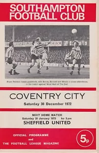 SOUTHAMPTON V COVENTRY CITY ~ 30 DE DICIEMBRE DE 1972 ~ PROGRAMA DE FÚTBOL - Imagen 1 de 1