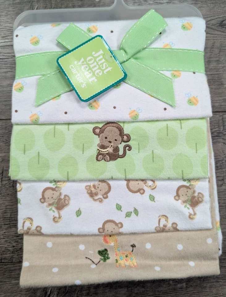 Nuevas mantas de franela jirafa mono rana 4pk vintage de solo un año Foto 1 de 1