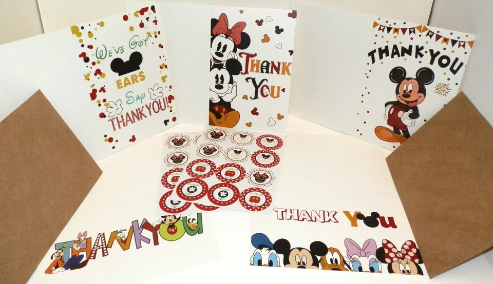 Nuevas 20 tarjetas de agradecimiento con sobres marrones ratón 24 sellos adhesivos Foto 1 de 1